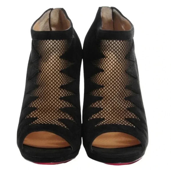 Christian Louboutin AUTHENTIC Black Suede Stiletto Heel Ankle Booties Size 38.5 - Picture 3 of 9